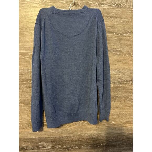 Nordstrom 100% Merino Wool V-Neck Sweater Men Sz XL Dark Blue Long Sleeves - Picture 4 of 6